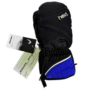 NWT Head Toddler Winter Black Mittens with Blue Highlights Gloves Size XS(2T-4T)